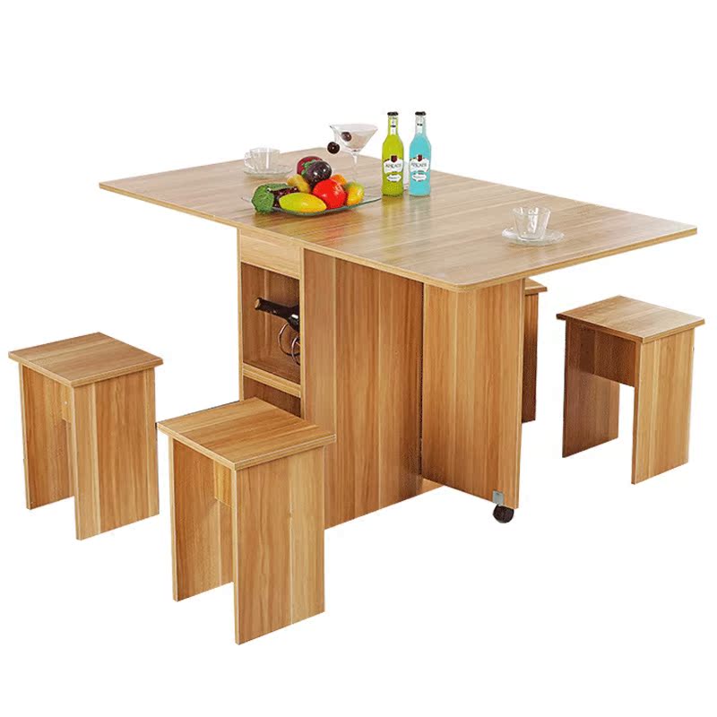 小户型折叠餐桌长方形折叠桌椅组合宜家现代简约餐台组装家用饭桌