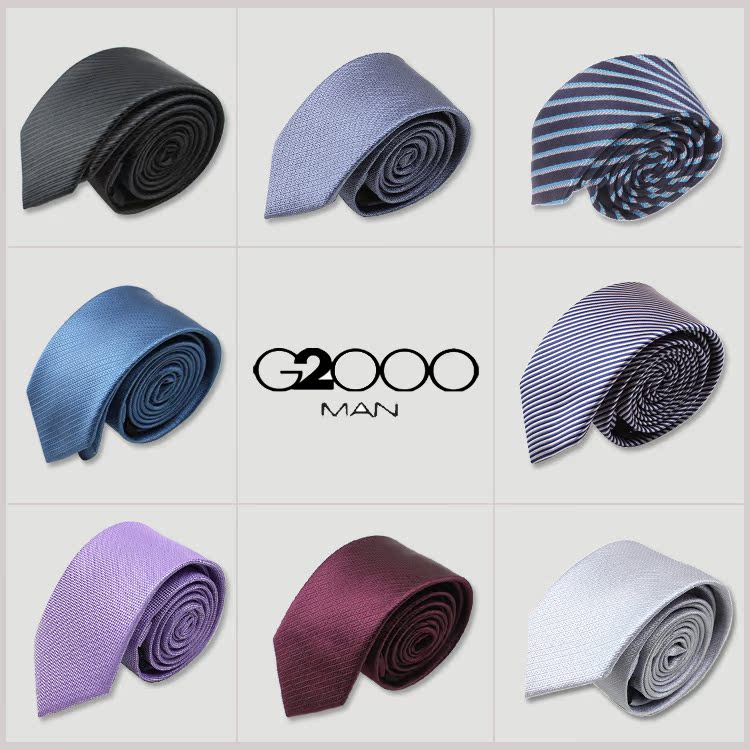 G2000领带专柜正品男正装商务休闲结婚新郎韩版窄条纹真丝领带