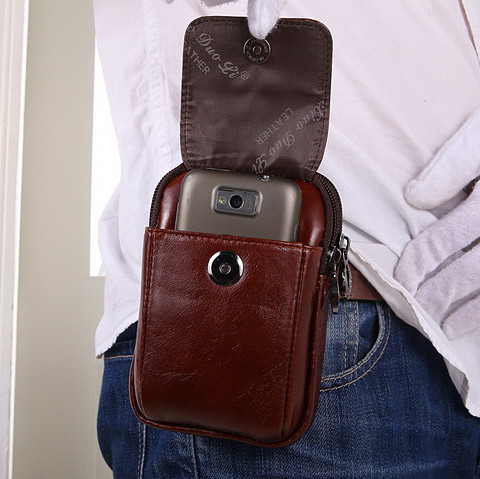 真皮男手机腰包 穿皮带横竖款4.7 5.0 5.5寸手机包苹果6头层牛皮
