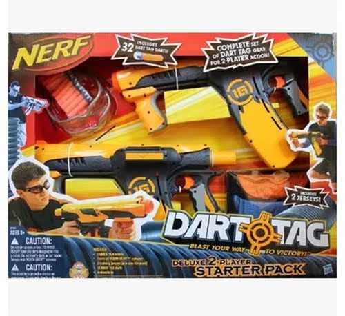 孩之宝Nerf 软弹枪DartTag Quick16对战套装玩具T恤眼镜亲子游戏