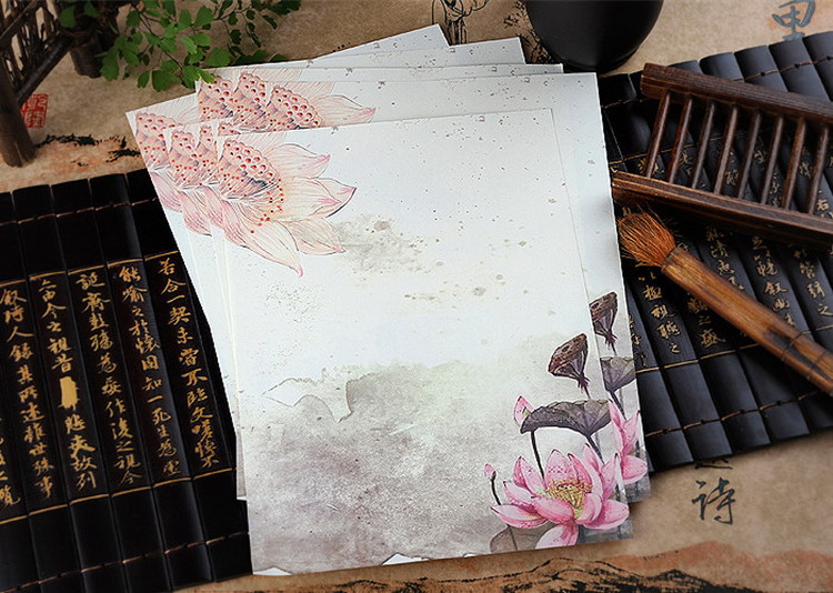 中国风复古风浪漫情书创意彩色唯美古典信笺信纸多款