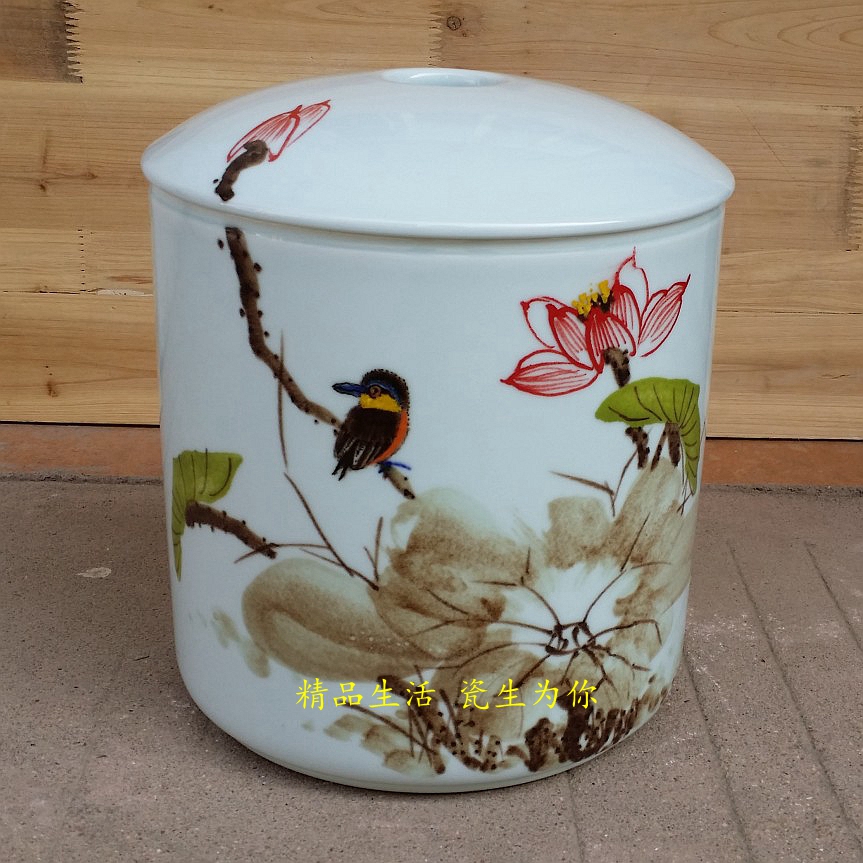 景德镇陶瓷米缸米桶10斤防潮防虫带盖茶饼盒茶叶罐糖果零食干货罐