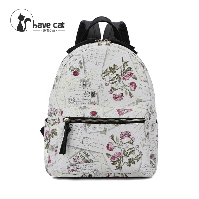 哈妃猫2015年夏季新款韩版时尚潮流休闲女包包印花双肩包背包书包