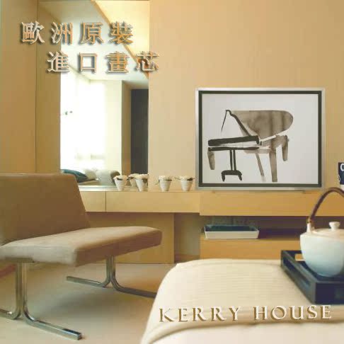 kerryhouse定制 欧洲进口画芯 简约抽象水墨黑白成品装饰挂画钢琴