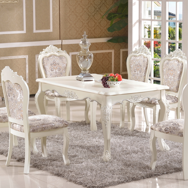 欧式餐桌布椅实木餐桌椅组合4人6人法式雕花长方形小户型西餐桌子