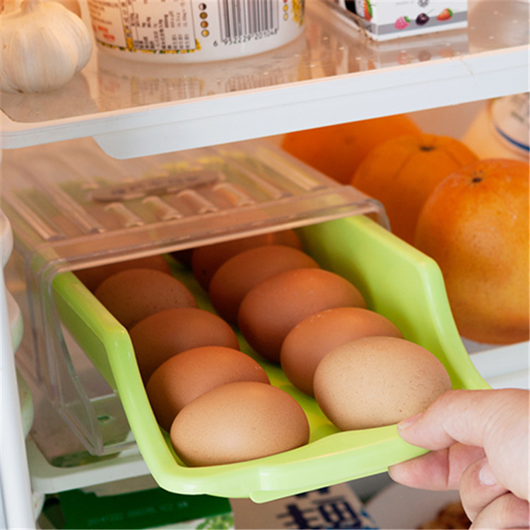 厂家直销 创意抽屉式冰箱鸡蛋收纳盒整理盒 家居用品塑料收纳架