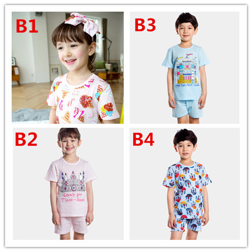 [夏季新款]韩国进口儿童套装短袖短裤家居服空调睡衣内衣超薄童装