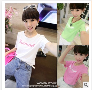 夏装新款韩版女装宽松印花套头圆领闺蜜学生女式短袖打底衫T恤