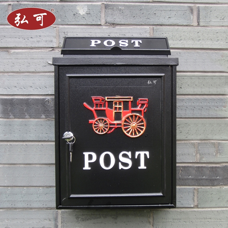 弘可欧式别墅信箱室外邮箱壁挂墙防雨防水铁制爱尔兰风格复古邮筒