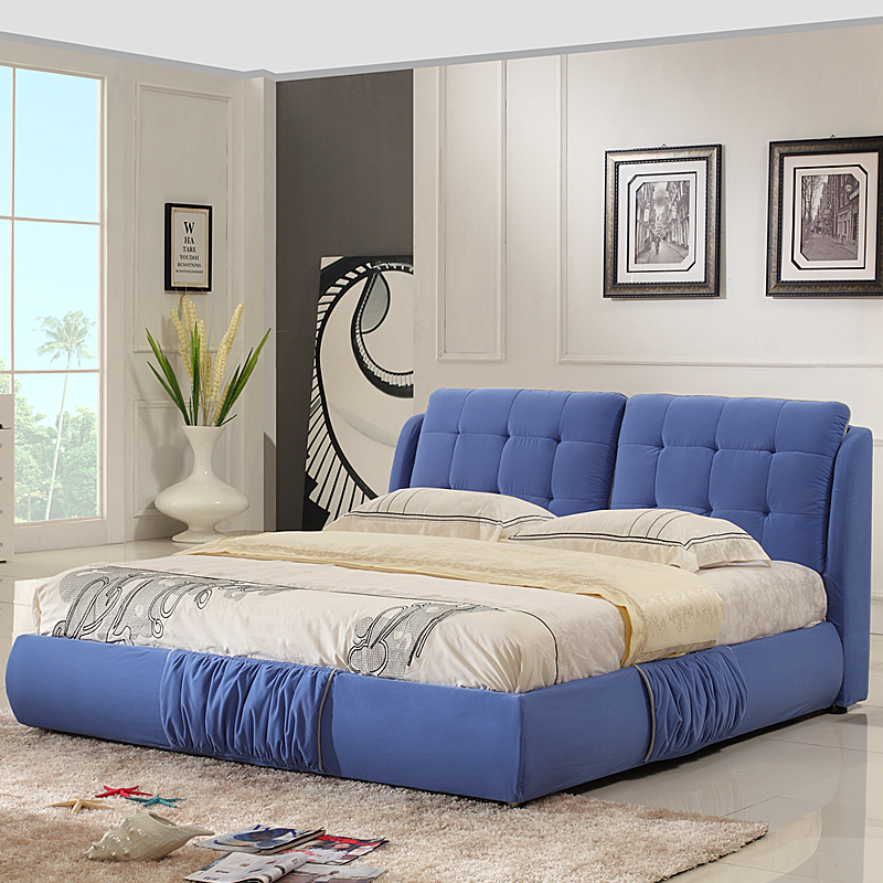 海比家具　布艺床 高档可拆洗绒布床1.5 1.8米结婚床双人床软床
