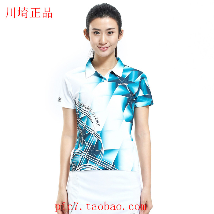 2015年川崎 女 羽毛球馆 运动服装 比赛上衣 短袖t恤ST15206蓝 红