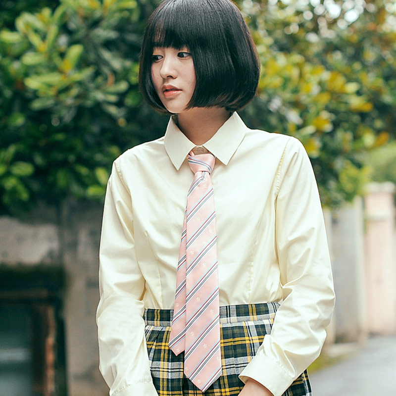 少女装2015新款斜条纹领带学院风箭头型松紧套头校服配饰