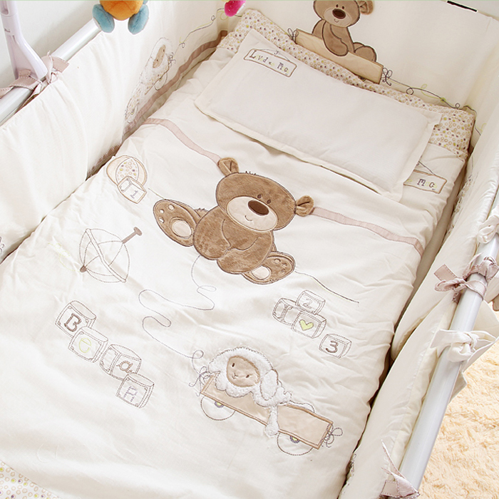 正品包邮纯棉灯芯绒婴儿床品全棉宝宝床上用品套件可拆洗婴儿床围
