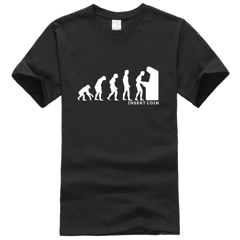 大码纯棉运动EVOLUTION INSERT COIN 新款创意t恤男短袖圆领学生