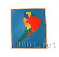 南美洲地图嵌板（帮助孩子了解南美洲与世界）--蒙氏教具
