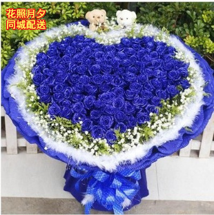 银川鲜花店银川花店送花99朵蓝玫瑰蓝色妖姬鲜花同城生日送花