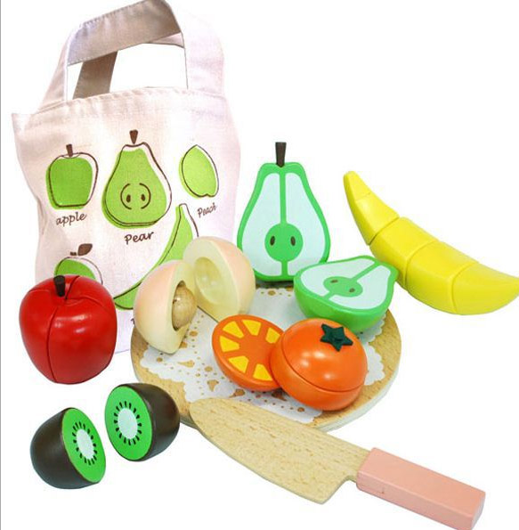出口日本品牌过家家玩具布代水果磁性切切看 木制儿童益智玩具3