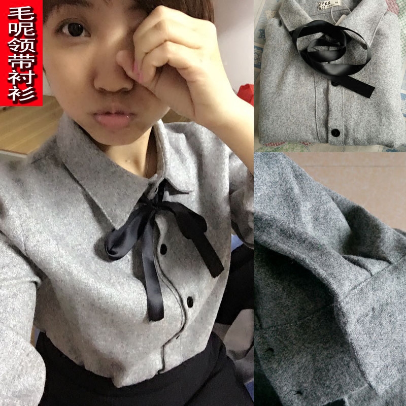 加厚衬衫春秋冬季新款2016韩版女士开衫衬衣呢子料学生长袖外穿潮