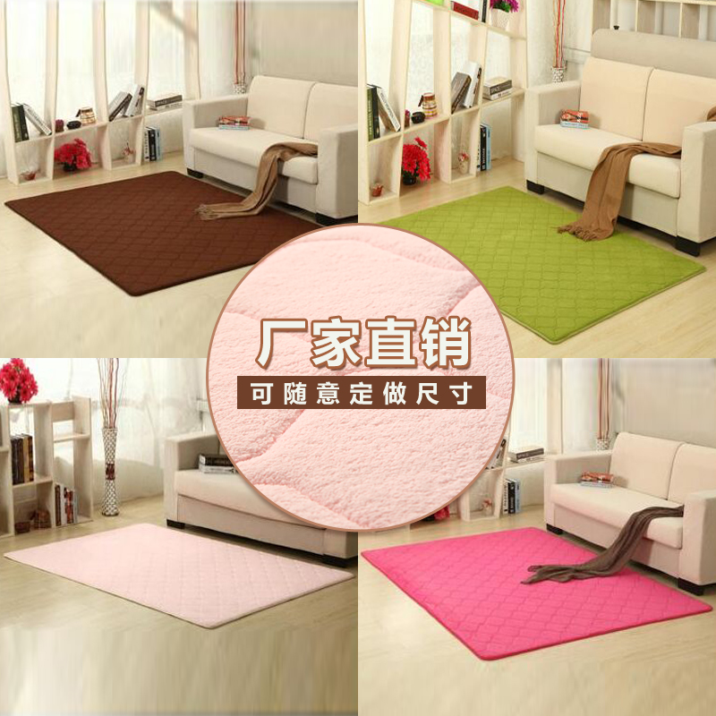 新款欧式珊瑚绒地毯纯色卧室房间床边满铺客厅沙发茶几定制做地垫