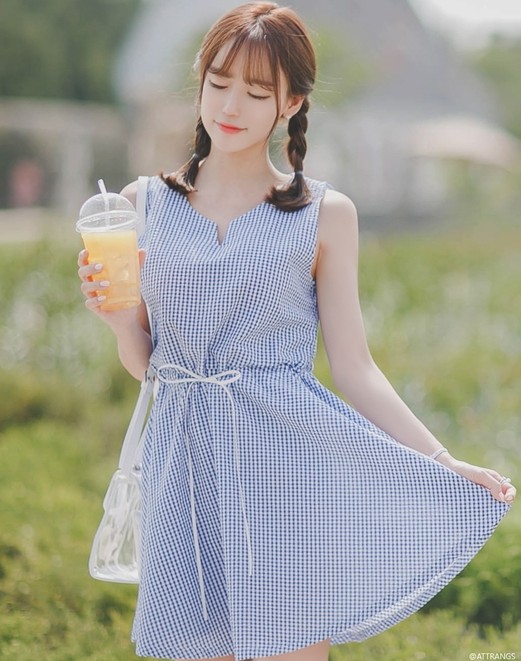 夏季韩版收腰格子可爱无袖连衣裙甜美日系小清新学生短裙slwgA0