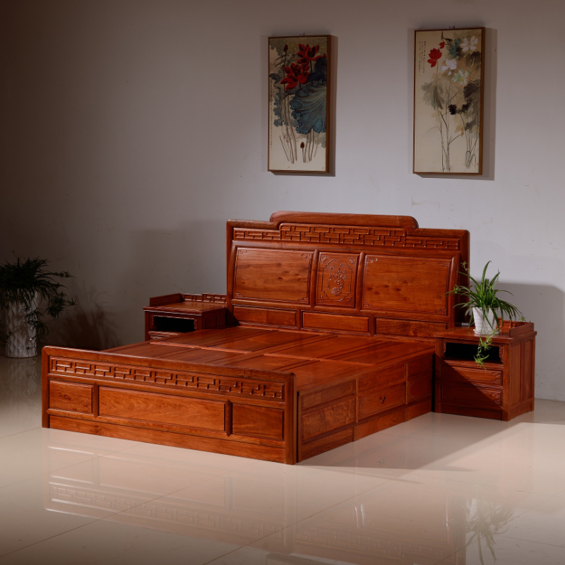 红木床1.8米 双人床大果紫檀明清仿古中式卧室组合实木床厂家直销