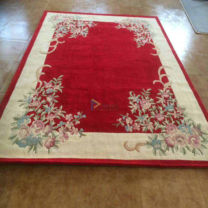 峥嵘*羊毛手工地毯地毯中式客厅地毯*别墅地毯红色地毯*定制