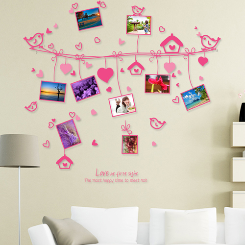 照片墙贴纸创意墙壁贴画卧室温馨浪漫床头墙纸自粘相片贴爱心相框