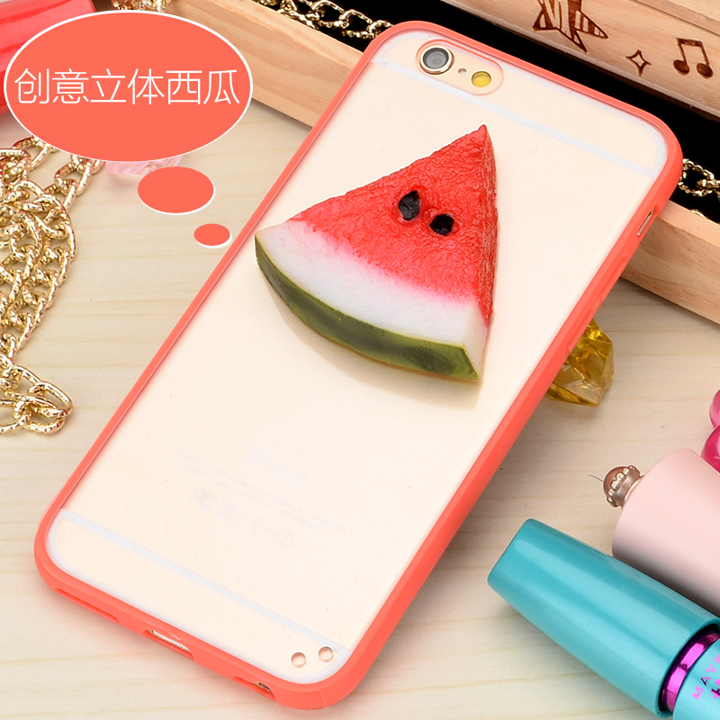 立体西瓜创意iphone6S plus手机壳 水果苹果柠檬片5S超薄透明软壳