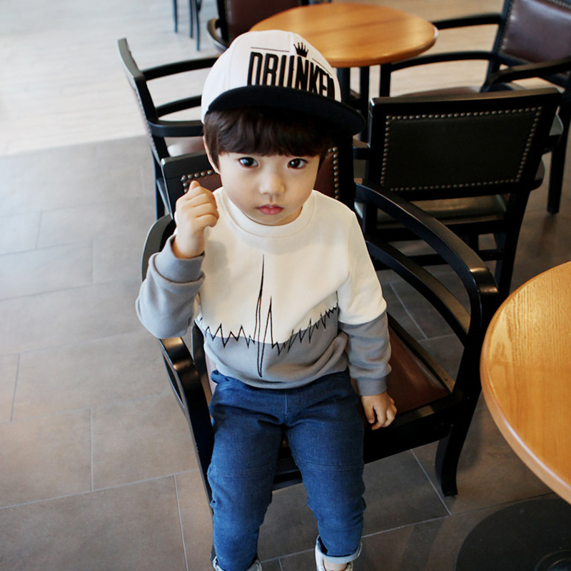 16韩版新款童装纯棉男童卫衣上衣中大童装