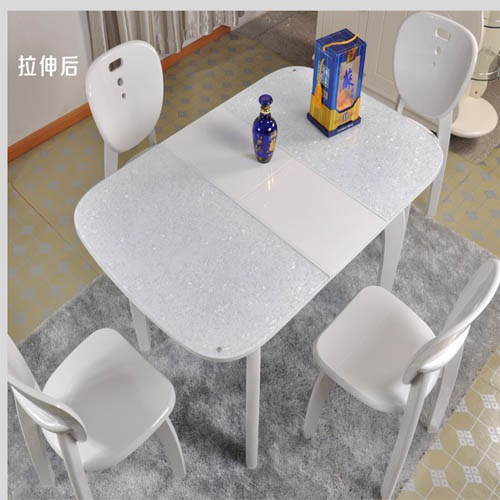 折叠小餐桌 玻璃餐桌可伸缩个性白色时尚实木烤漆餐桌小户型