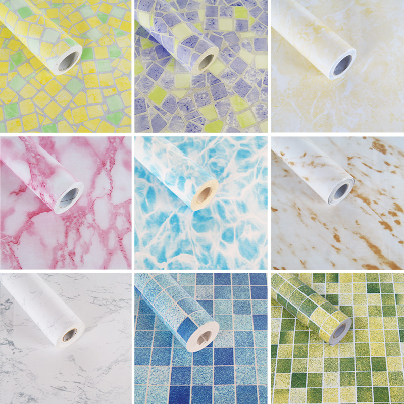 PVC自粘墙纸壁纸 浴室卫生间防水贴纸厨房防油污瓷砖格子翻新贴纸
