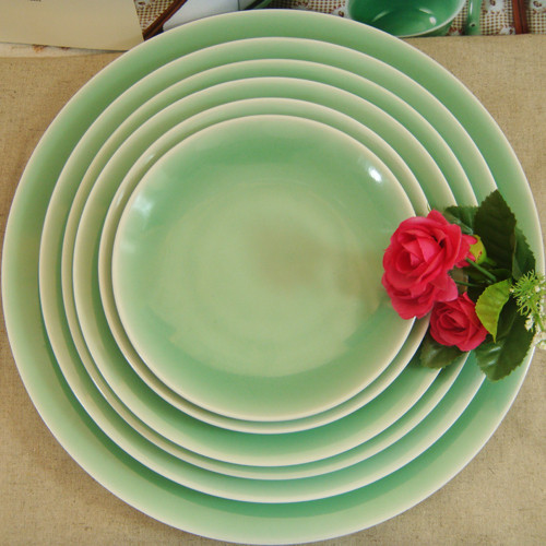 10寸月亮平盘(龙泉青瓷)盘子菜盘/陶瓷餐具/西式/器瓷器正品