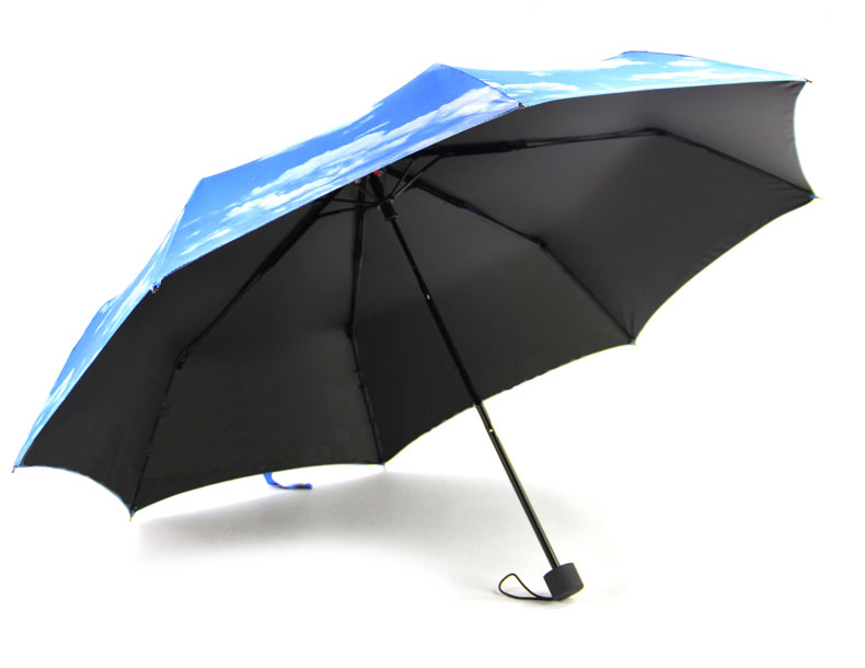 蓝天白云黑胶UV防晒遮阳伞创意折叠晴雨伞女士太阳伞 包邮