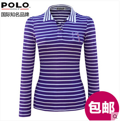 正品polo长袖衫golf 高尔夫球服装 高尔夫女士长袖 修身条纹t恤