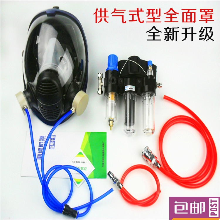 供气式全面具 防毒面具 化工喷漆防护面罩  接空压机气泵供气口罩