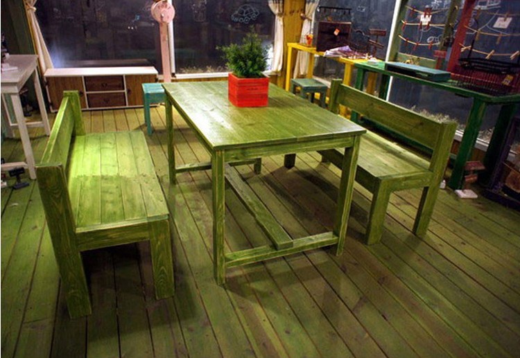 地中海做旧餐桌餐椅餐厅酒吧桌椅实木咖啡厅甜品店实奶茶店环保