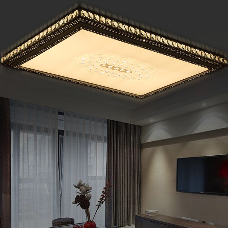 长方形大气欧式水晶灯 现代简约led客厅灯方形吸顶灯餐厅卧室灯具