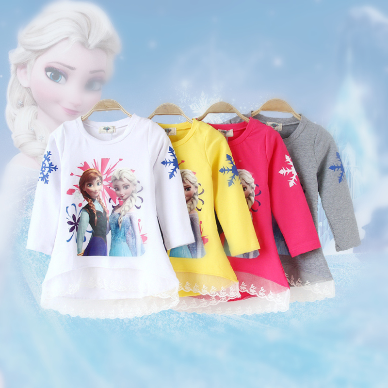 Frozen冰雪奇缘童装 秋款长袖T恤女童中大童韩版纯棉公主打底衫