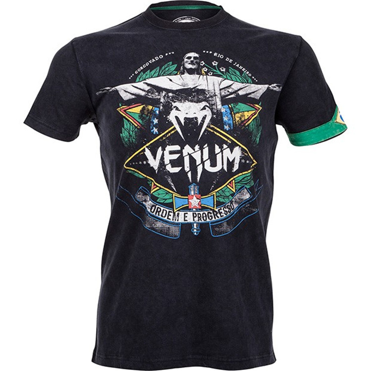 Venum正品授权店"Rio Spirit" T-shirt-Black MMA巴西基督训练T恤