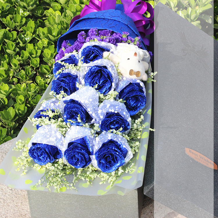 蓝色妖姬礼盒蓝玫瑰生日表白求婚鲜花速递南京同城店520全国送花