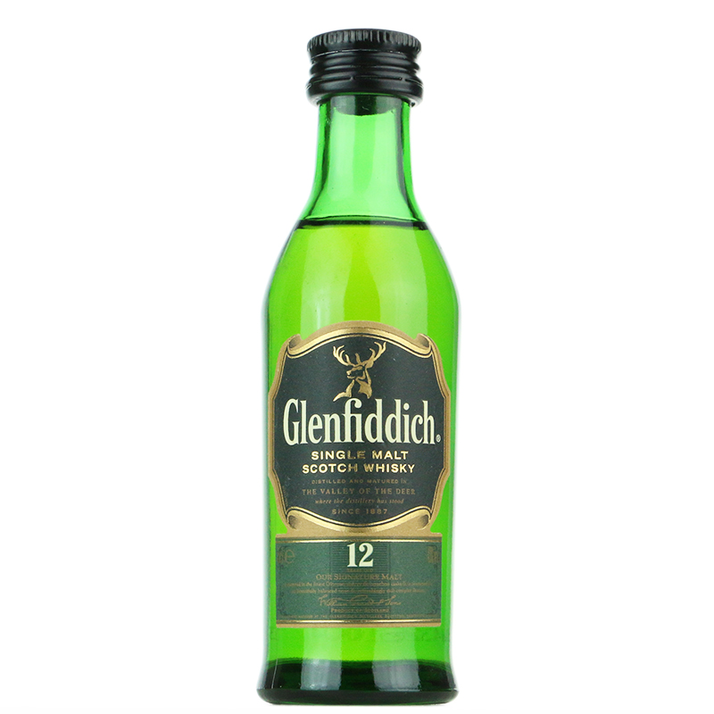 格兰菲迪12年单一纯麦威士忌酒版Glenfiddich 玻璃瓶迷你酒50mL