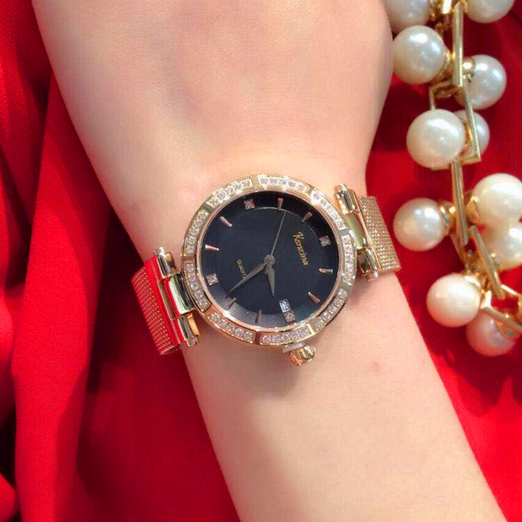 香港kenzina正品水钻蓝宝石防划镜面女士手表镶钻时装石英女手表