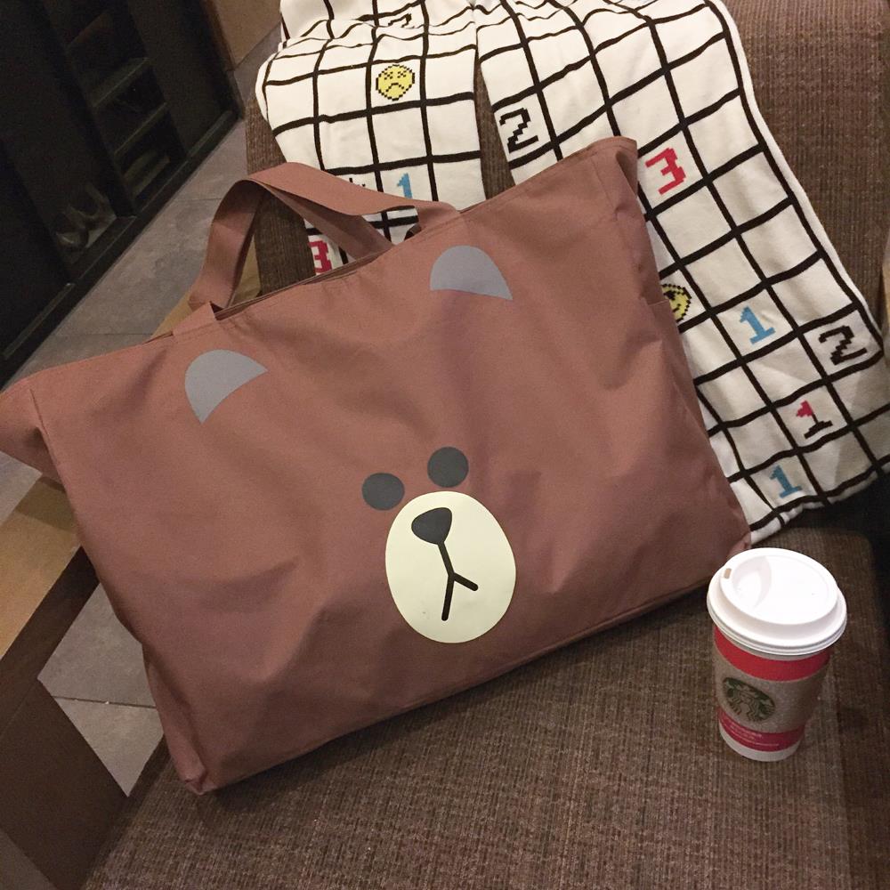 包邮 韩国ulzzang出国休闲小熊可爱卡通熊大容量手提包旅行包袋