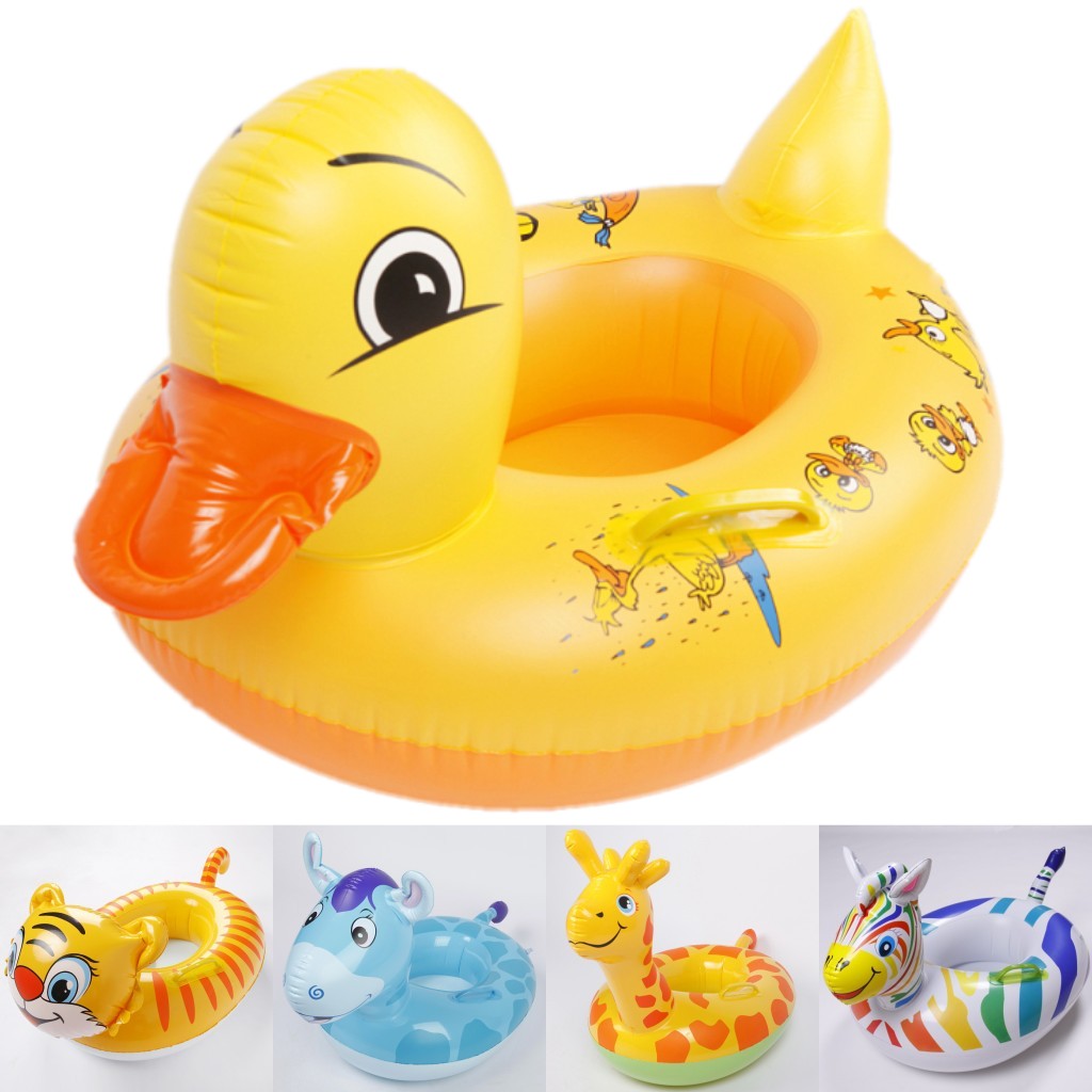 宝宝坐圈奇彩贝正品游泳圈 加厚充气儿童船 可爱动物小鸭子浮圈