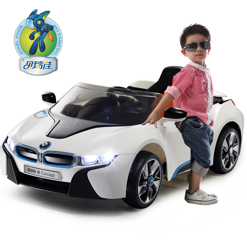 宝马I8儿童电动车四轮双驱动童车遥控可坐宝宝电动汽车玩具电瓶车