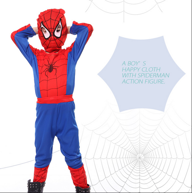 万圣节儿童表演服装蜘蛛侠紧身衣 男童蝙蝠侠超人成人 蜘蛛侠衣服