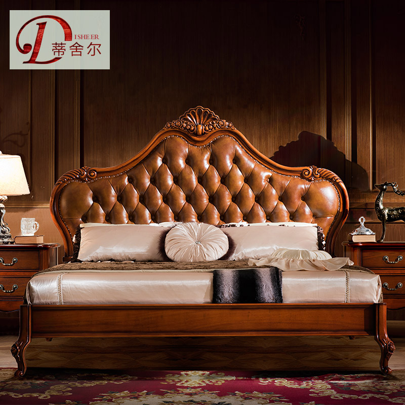 蒂舍尔家具美式床全实木床 1.8米乡村复古欧式床大床双人床  812