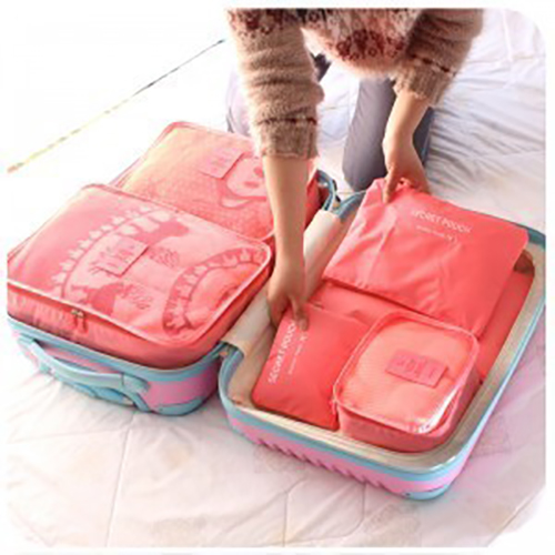 六件套旅行收纳袋套装旅游必备衣物 行李箱整理包户外衣服收纳袋