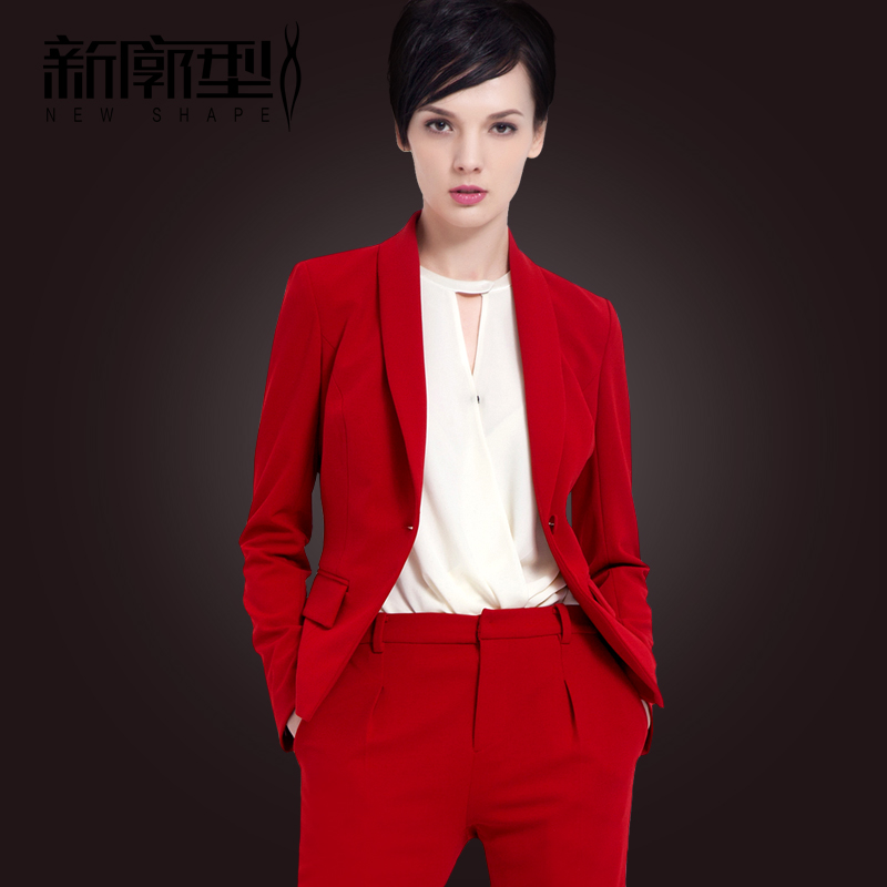 新廓型红色西装外套女长袖短款小西装春秋装休闲修身女士西服上衣
