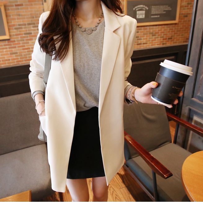 韩国同款中长款西装外套女韩版OL气质显瘦茧型春秋装新款上衣外套